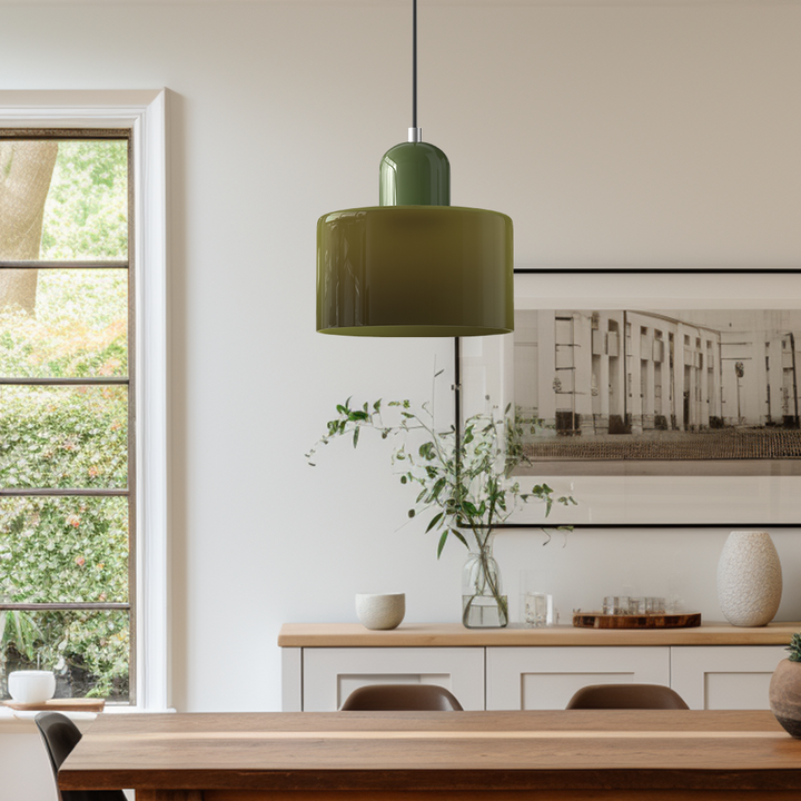 Lampa sufitowa szklana kolorowa, geometryczny design Bauhaus, unikalne oświetlenie.