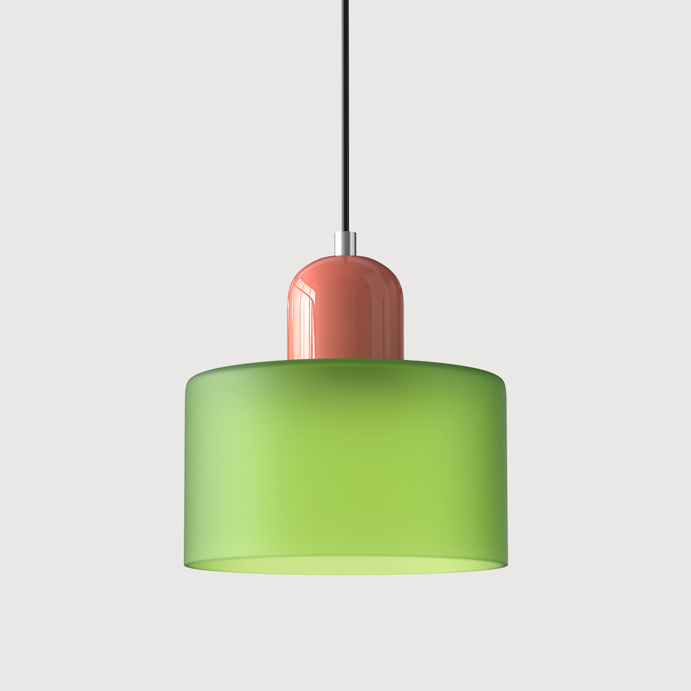 Oświetlenie sufitowe geometryczne, szklana lampa, styl Bauhaus, unikalny design.