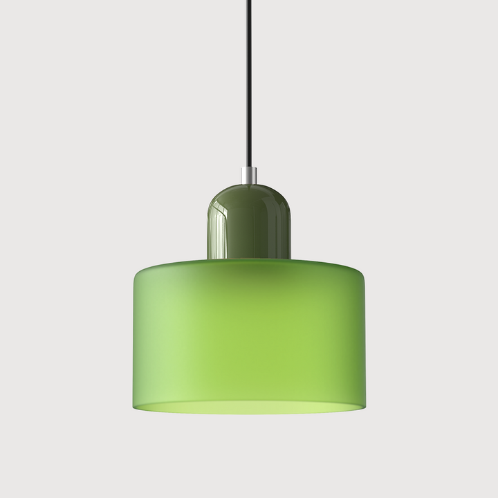 Lampa sufitowa szklana, geometryczna konstrukcja, nowoczesny Bauhaus, styl i funkcjonalność.