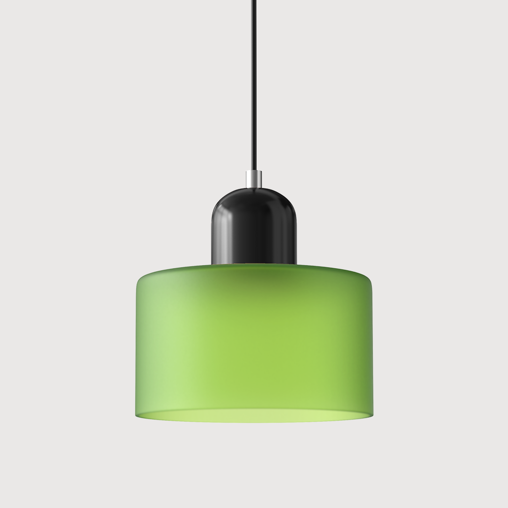 Stylowa lampa sufitowa, szklana, geometryczny klosz, nowoczesne oświetlenie Bauhaus.
