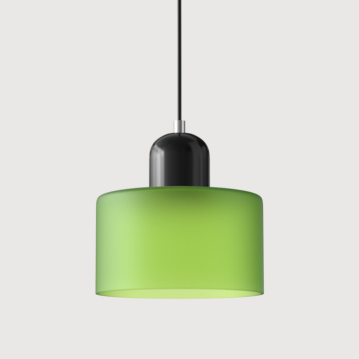 Stylowa lampa sufitowa, szklana, geometryczny klosz, nowoczesne oświetlenie Bauhaus.