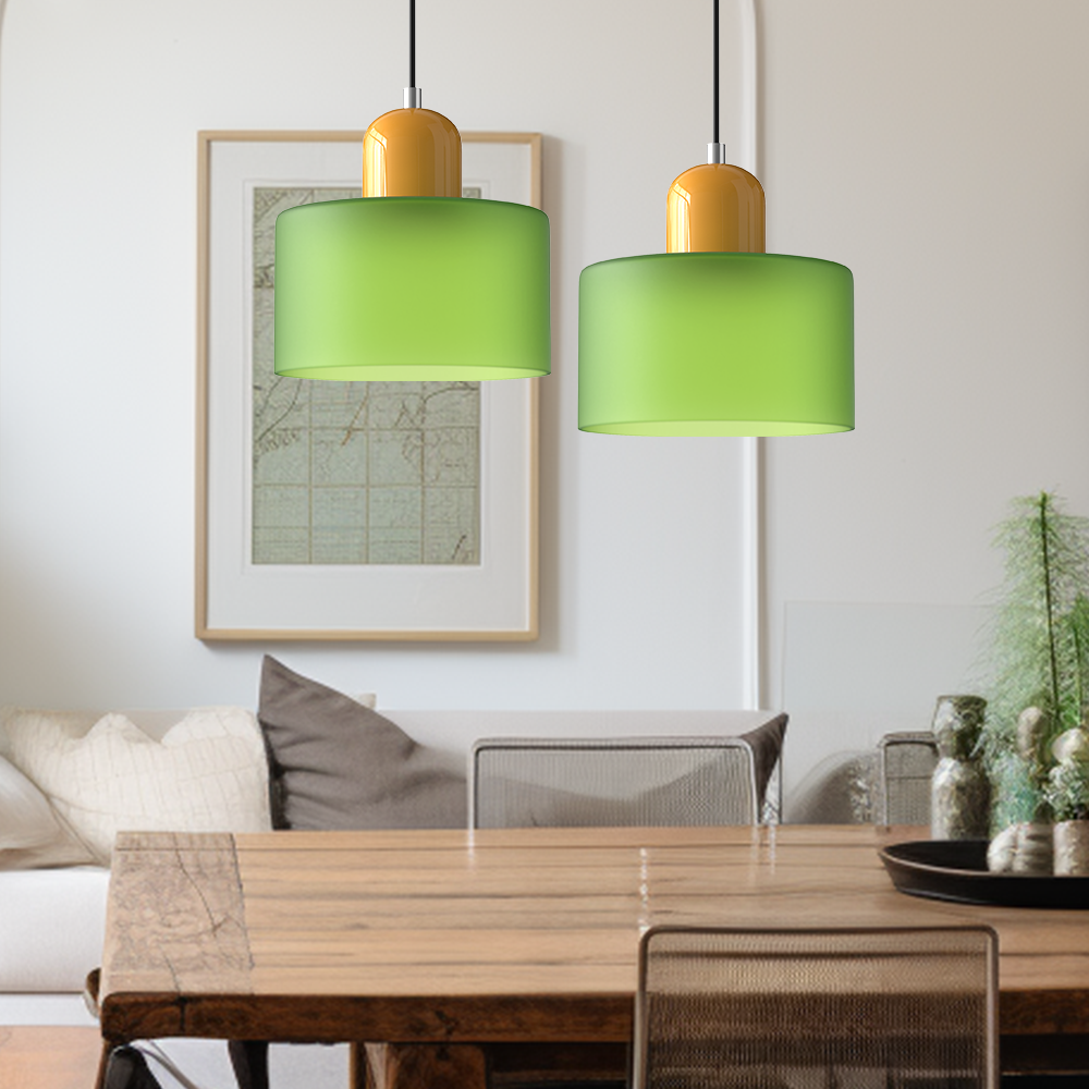 Unikalna lampa sufitowa szklana, inspiracja Bauhaus, geometryczne oświetlenie.