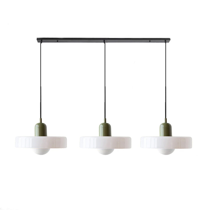 Nowoczesna lampa sufitowa, regulowana. Trzy szklane klosze.