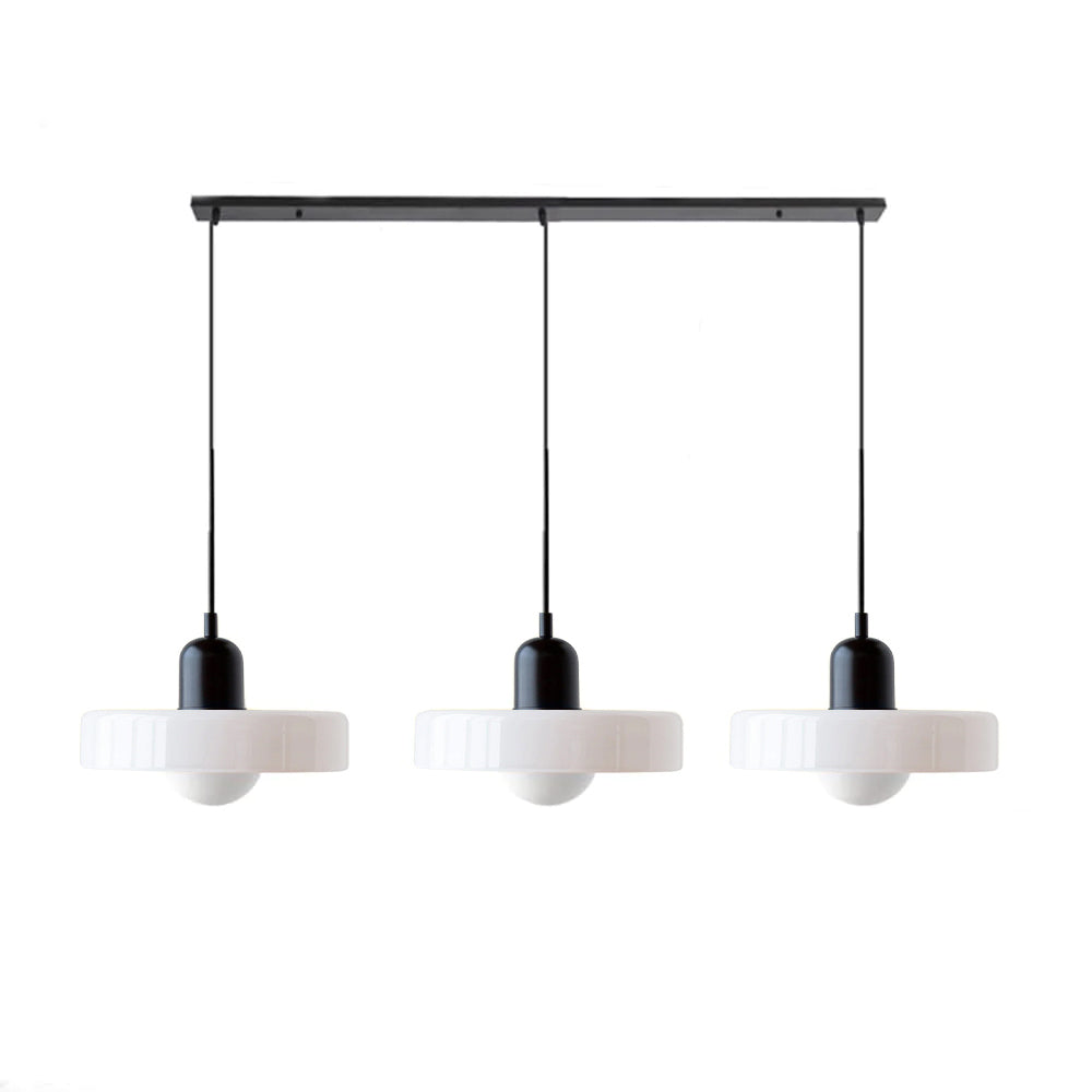 Designerska lampa sufitowa, szklane klosze. Oświetlenie do salonu.