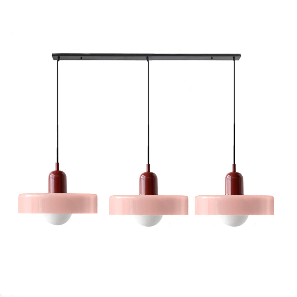 Nowoczesna lampa wisząca, regulowana. Z 3 szklanymi kloszami.