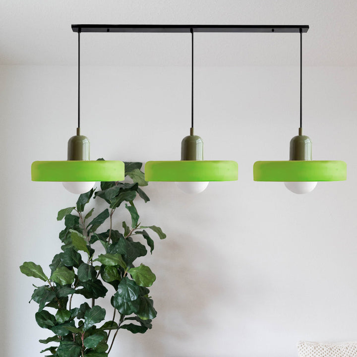 Szklana lampa sufitowa, 3 klosze. Designerskie oświetlenie.