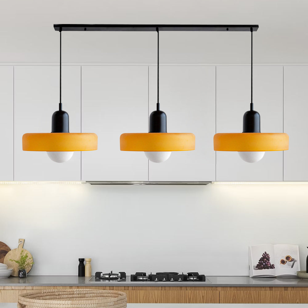 Lampa sufitowa nowoczesna, regulowana wysokość. 3 szklane klosze.