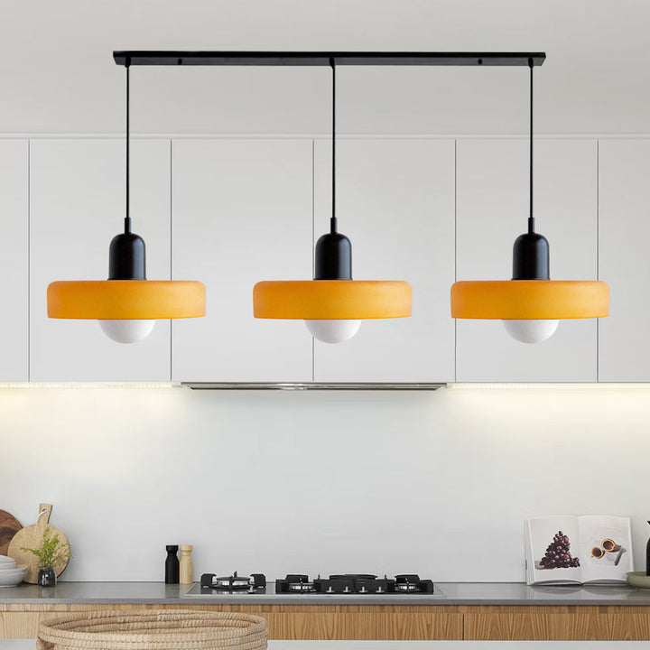 Lampa sufitowa nowoczesna, regulowana wysokość. 3 szklane klosze.