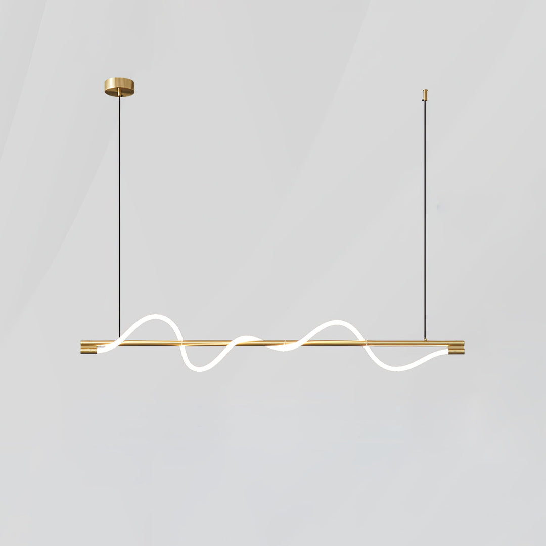 Ściemniana lampa wisząca LED do salonu, mosiężna.