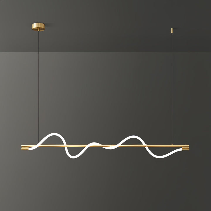 Designerska lampa wisząca LED, długa, do nowoczesnego wnętrza.