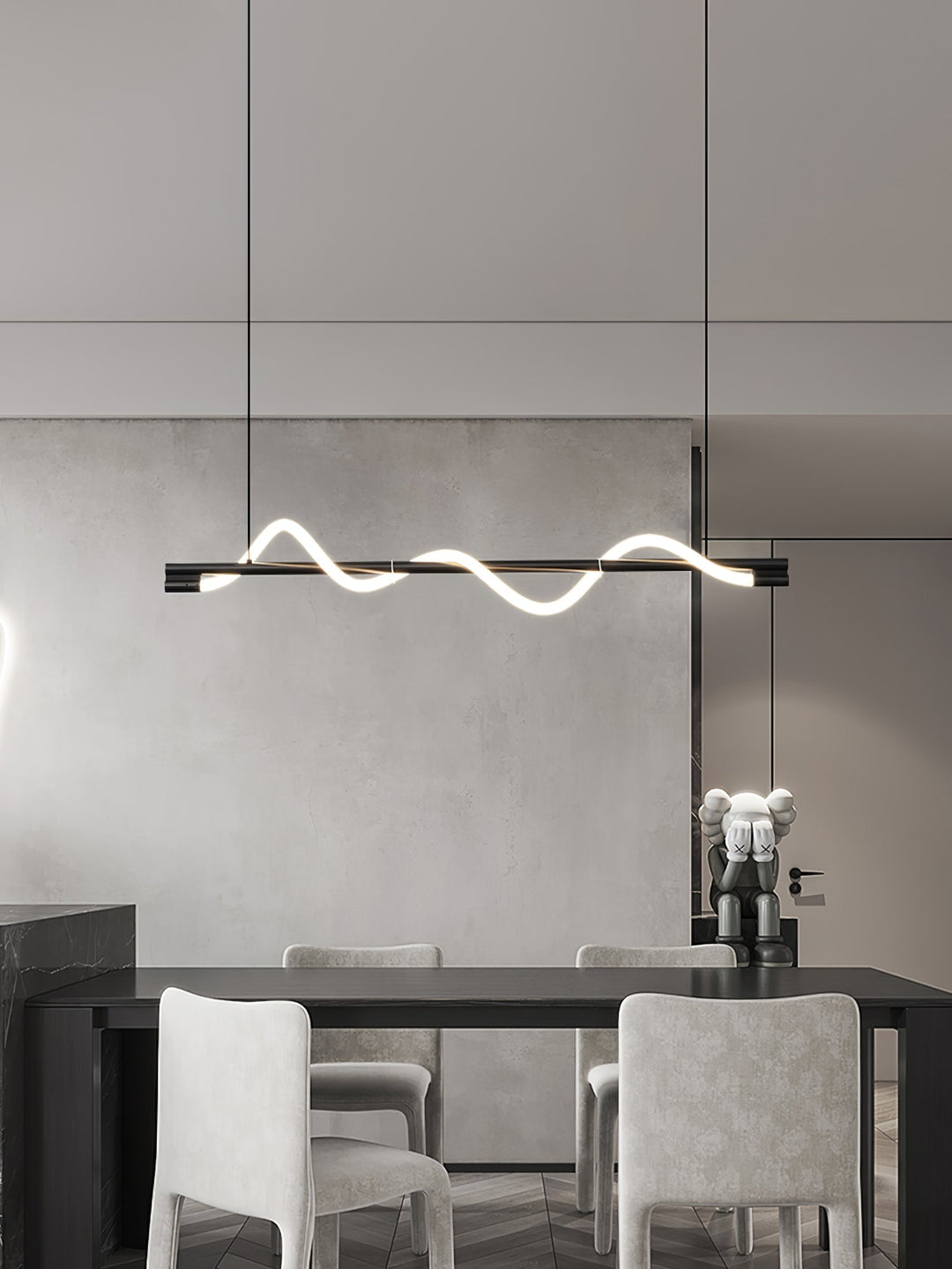 Nowoczesna lampa wisząca LED, czarny mat, do loftu.