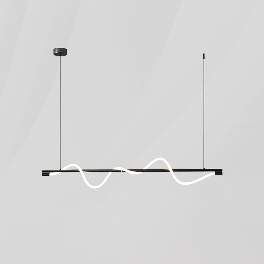 Nowoczesna lampa wisząca LED, czarna, do kuchni i jadalni.