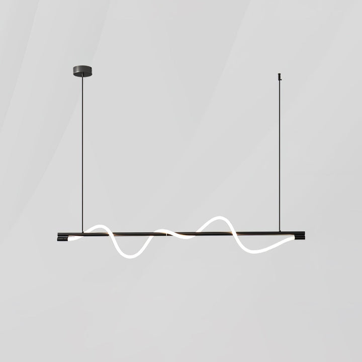 Nowoczesna lampa wisząca LED, czarna, do kuchni i jadalni.