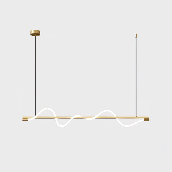 Designerska lampa wisząca LED, czarna, do kuchni z wyspą.