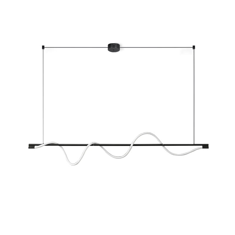 Elegancka lampa wisząca LED, minimalistyczna, czarna.