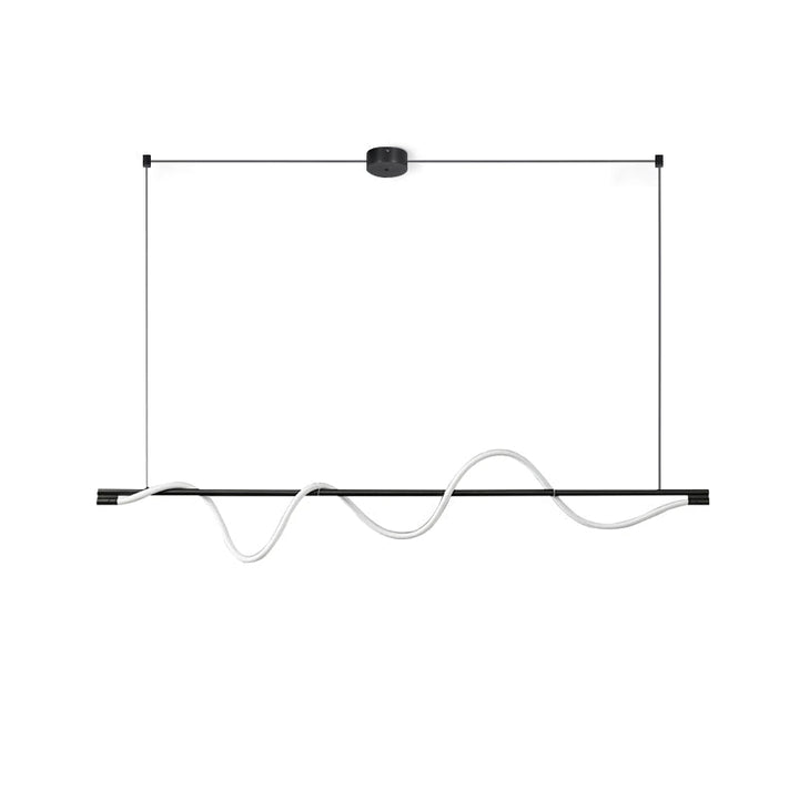 Elegancka lampa wisząca LED, minimalistyczna, czarna.