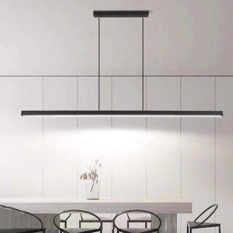 Nowoczesne oświetlenie LED liniowe. Minimalistyczna lampa wisząca do jadalni z regulacją.