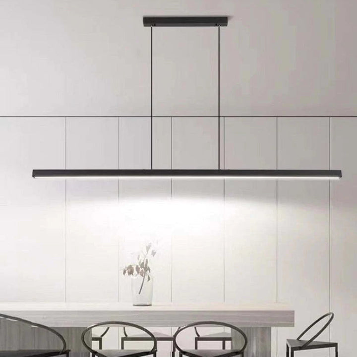 Nowoczesne oświetlenie LED liniowe. Minimalistyczna lampa wisząca do jadalni z regulacją.