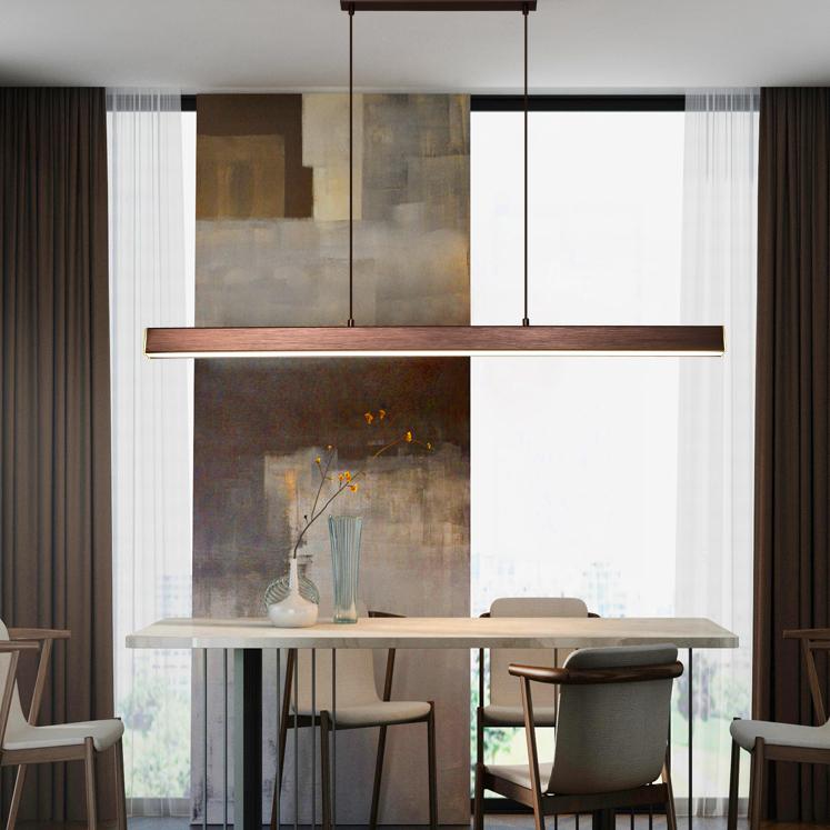 Nowoczesna designerska lampa wisząca LED. Liniowe oświetlenie z regulacją wysokości do jadalni.