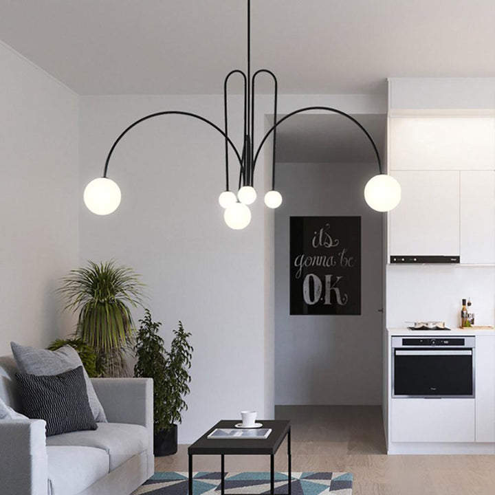 Wisząca lampa do salonu, nowoczesna i elegancka, tworząca wyjątkowy nastrój w jadalni.