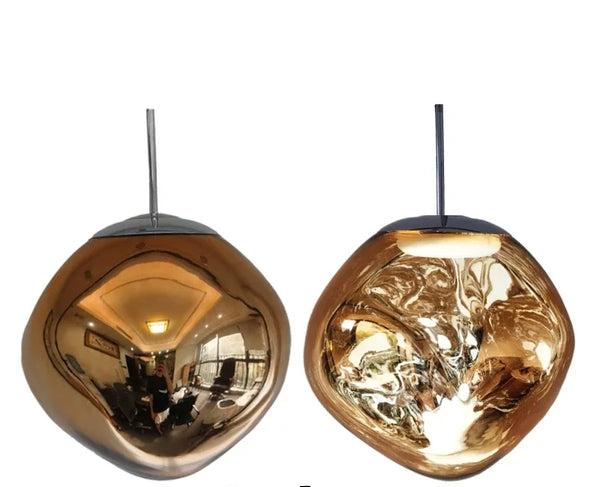 Nowoczesna lampa wisząca ze szkła, sufitowa, do stylowego salonu lub biura. Eleganckie metalowe wykończenie.