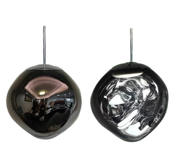 Elegancka lampa wisząca ze szkła, nowoczesna. Idealna do dekoracji salonu i jadalni. Oświetlenie metalowe.