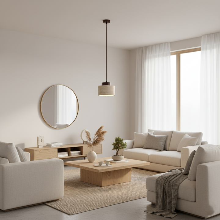 Skandynawska lampa sufitowa wisząca do pokoju dziennego. Nowoczesny design i funkcjonalne oświetlenie.