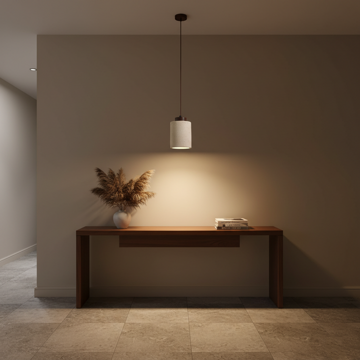 Oświetlenie sufitowe: geometryczna lampa wisząca skandynawska. Nowoczesny akcent w salonie.