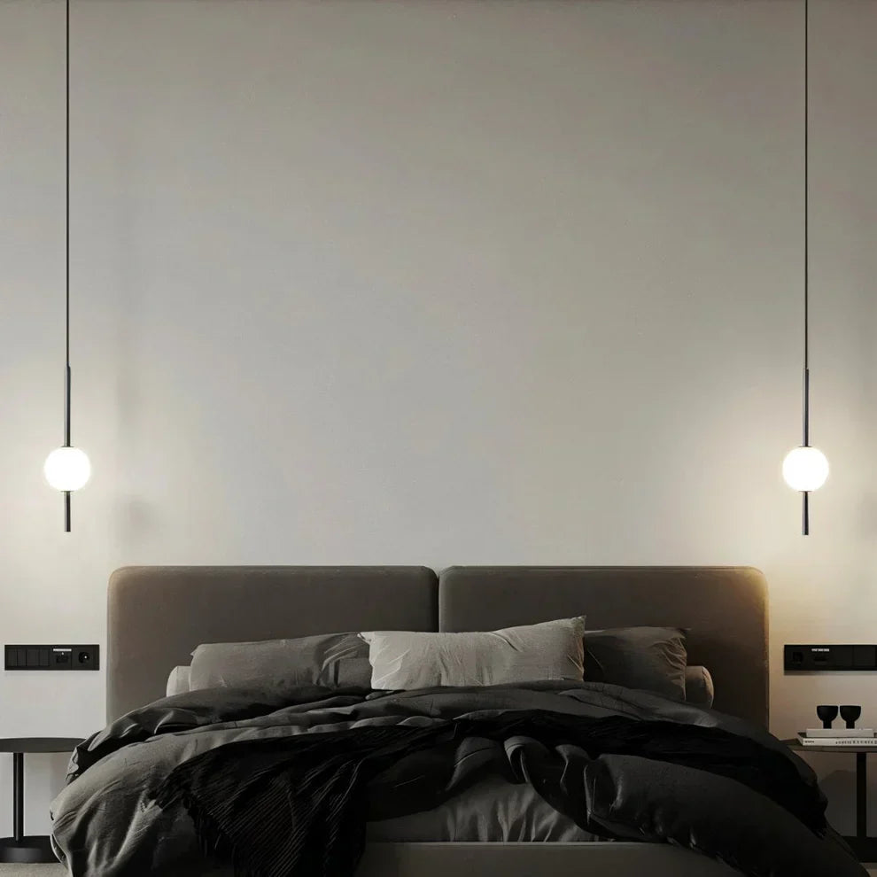 Stylowa czarna lampa wisząca LED. Nowoczesne oświetlenie sufitowe, okrągłe, nordycki design do jadalni.