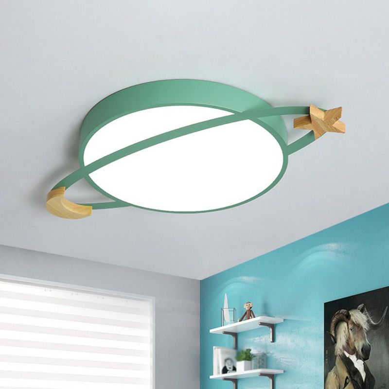 Zielona, nowoczesna lampa LED sufitowa, okrągła. Plafon energooszczędny do wnętrz domu.