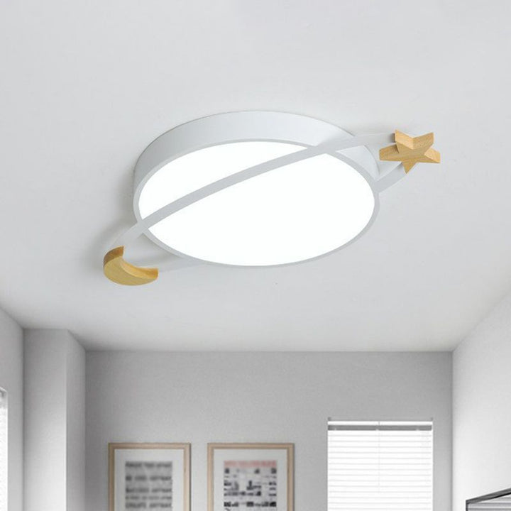 Szary nowoczesny okrągły plafon LED. Lampa sufitowa do domowego wnętrza, elegancki design.