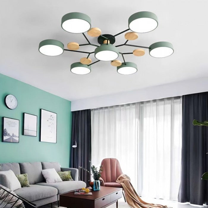 Lampa sufitowa LED, nowoczesna z organicznymi liniami, akrylowa, metalowa.