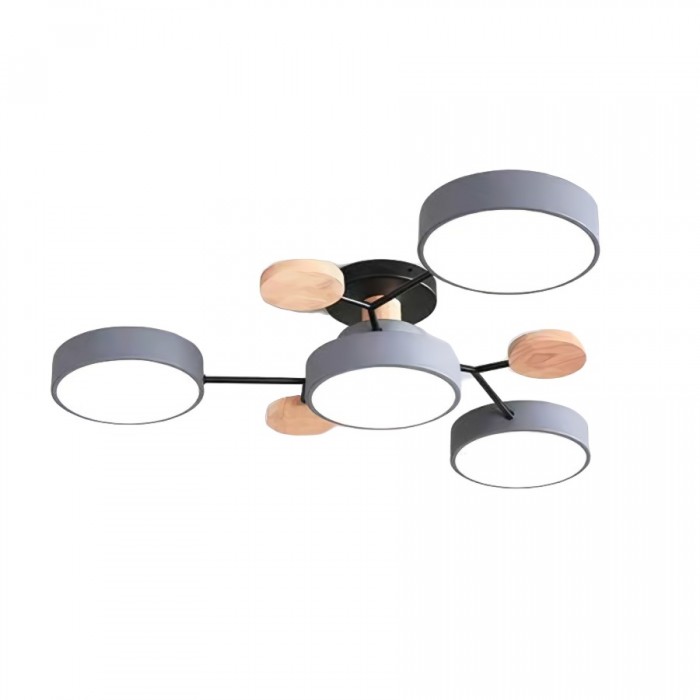 Lampa LED, okrągła, sufitowa, z delikatnymi liniami, do współczesnego wnętrza.