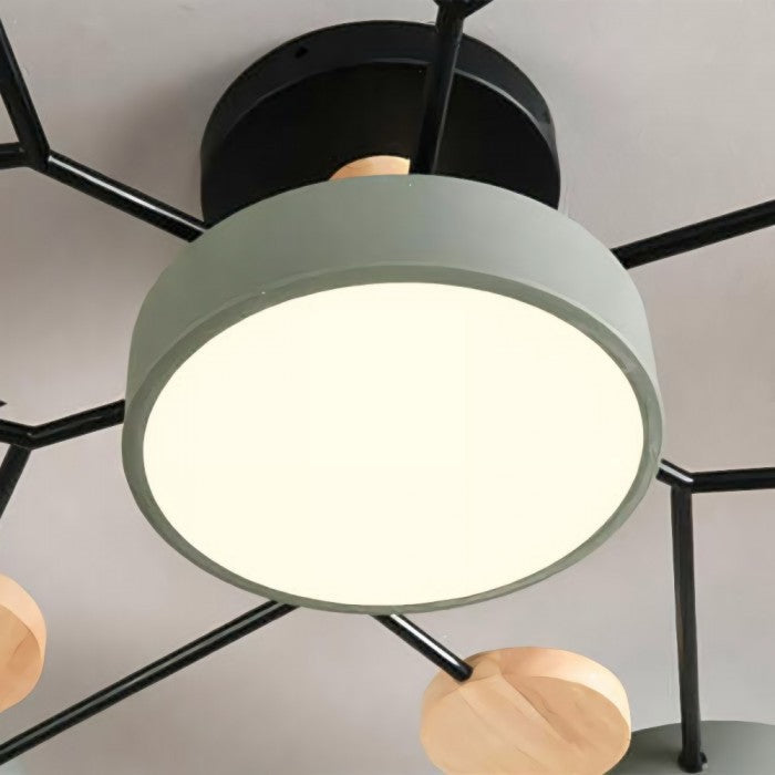 Lampa sufitowa LED, minimalistyczny design, organiczny kształt, akryl i metal.
