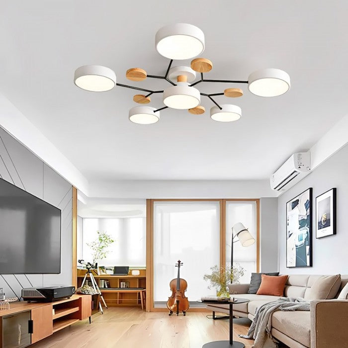 Elegancka lampa LED okrągła, nowoczesne oświetlenie wnętrz, domu, sypialni.
