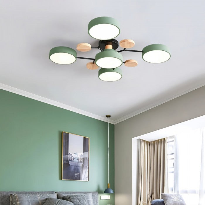 Designerska lampa sufitowa LED, akrylowa, metalowa, idealna do salonu.