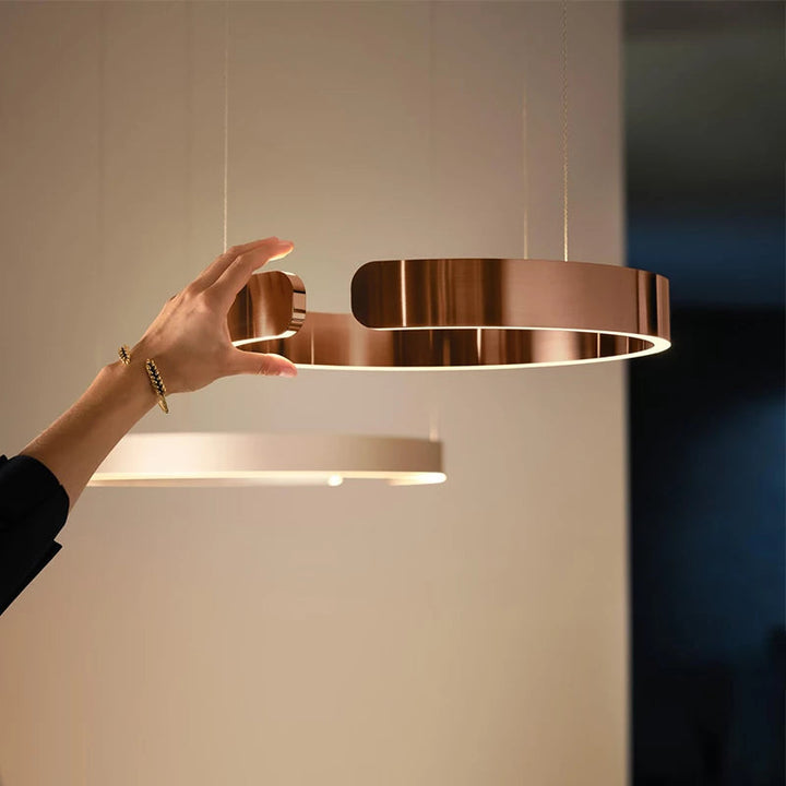 Lampa wisząca LED, nowoczesna okrągła dekoracja do salonu, jadalni i korytarza. Designerski design.