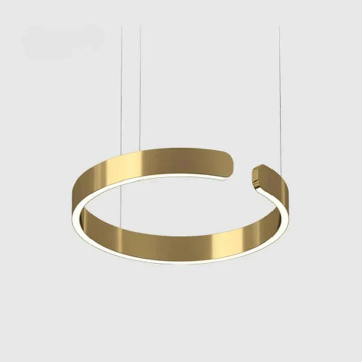 Czyste linie, okrągła lampa wisząca LED. Nowoczesne oświetlenie do salonu. Designerskie detale.