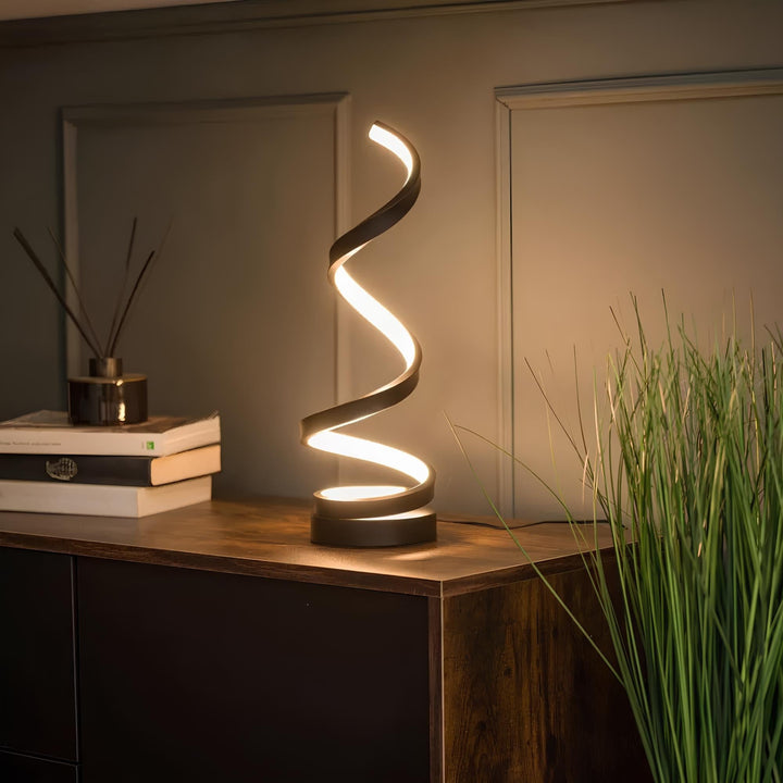 Elegancka lampa stołowa LED spiralna, nowoczesny design. Idealna do sypialni, salonu.