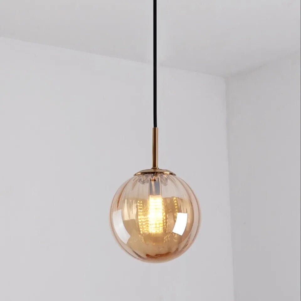 Designerska lampa szklana wisząca, oświetlenie sufitowe do nowoczesnego salonu.