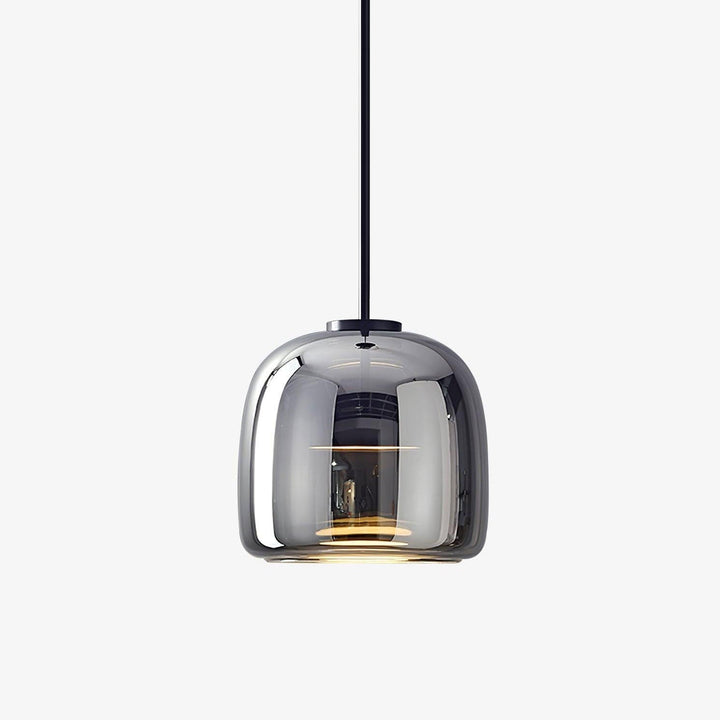 Nowoczesna szklana lampa wisząca LED, czarna, idealna do salonu.