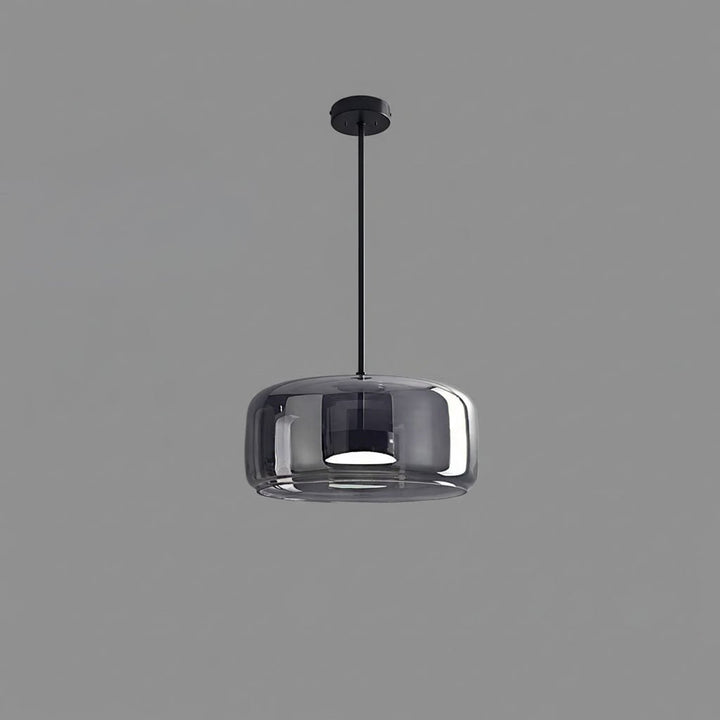 Designerska lampa wisząca, szklana, złota, LED, do nowoczesnych wnętrz.