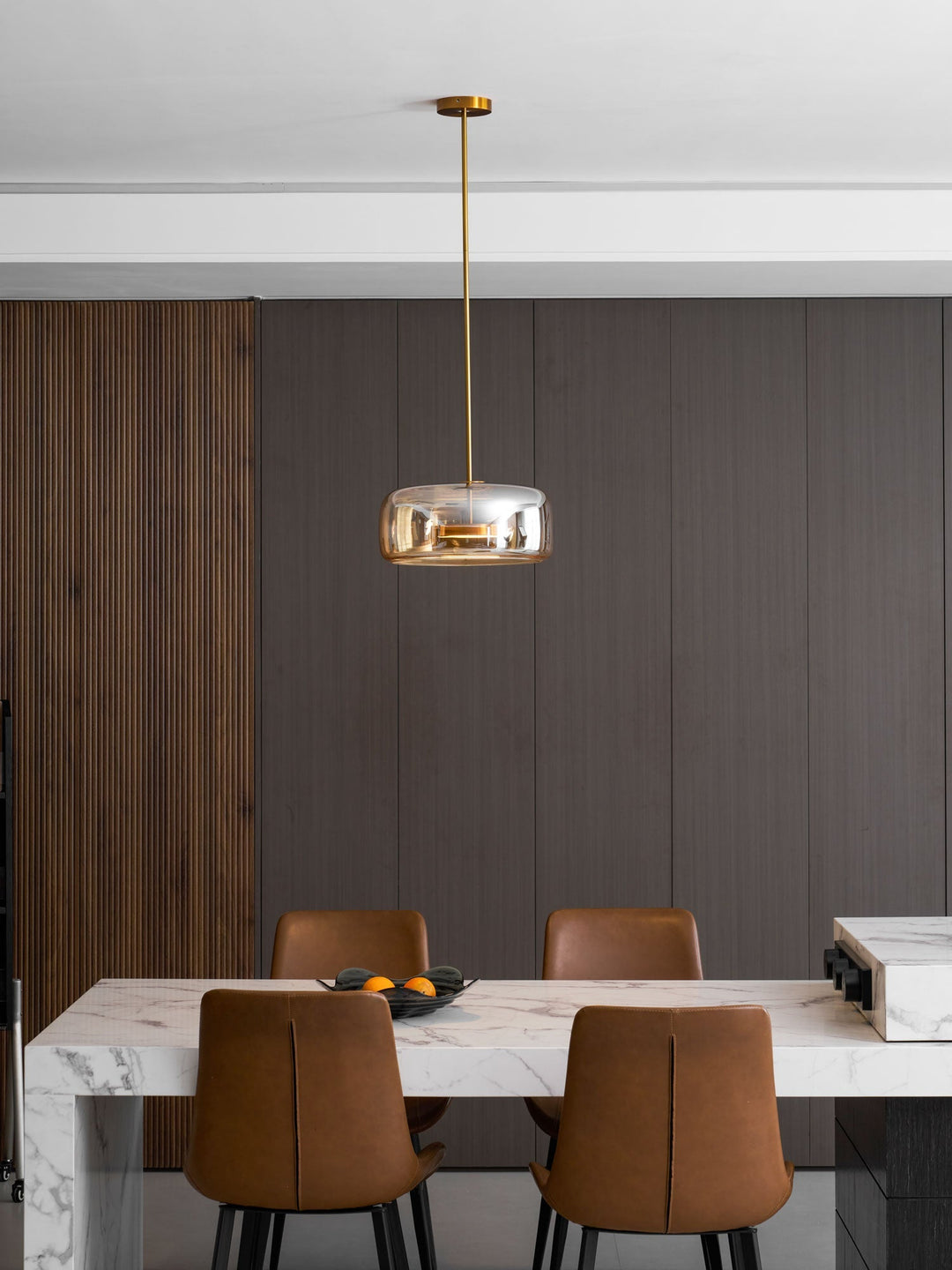 Lampa wisząca szklana, industrialna, LED, czarna, designerska, nad wyspę kuchenną.