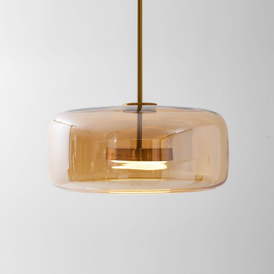 Nowoczesna lampa wisząca szklana, czarna, LED, eleganckie oświetlenie salonu.