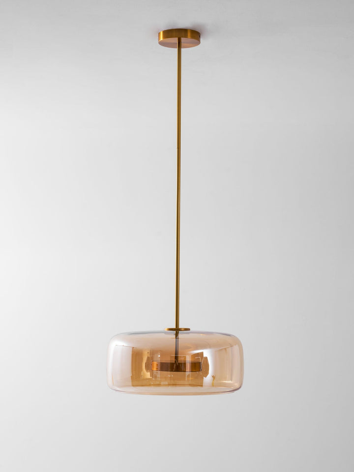 Industrialna lampa wisząca LED, szklana, czarna, dekoracyjne oświetlenie jadalni.
