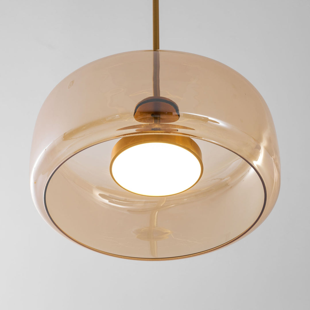 Lampa wisząca szklana, czarna, minimalistyczna, LED, do nowoczesnych biur.