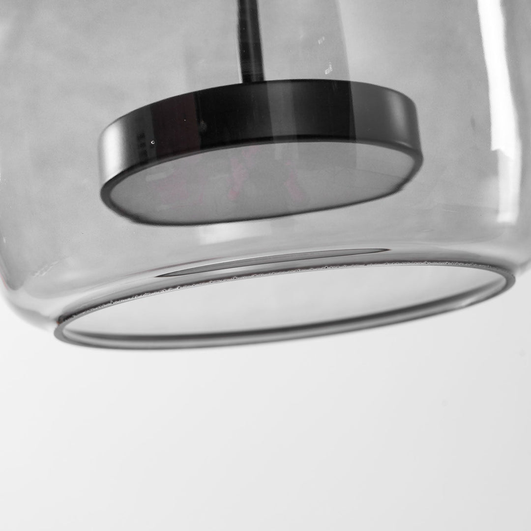 Industrialna lampa wisząca, szklana, złota, LED, nad stół kuchenny.