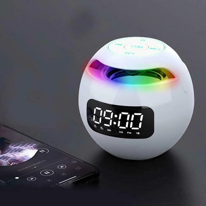 Kompaktowy budzik cyfrowy z głośnikiem Bluetooth, lampką LED. Niezbędny gadżet do nowoczesnego domu.