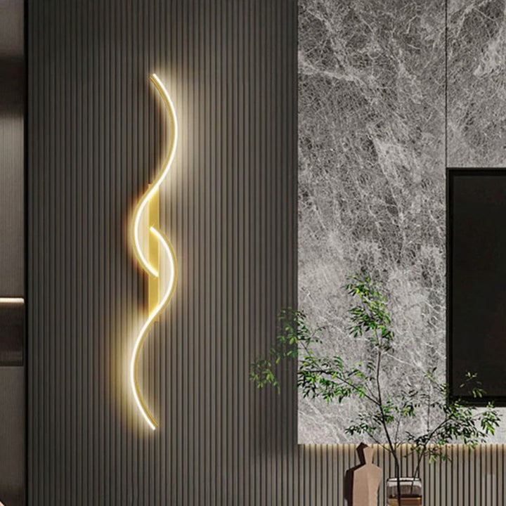 Lampa ścienna LED, designerski kinkiet. Nowoczesne oświetlenie do salonu. Stylowa dekoracja wnętrz.