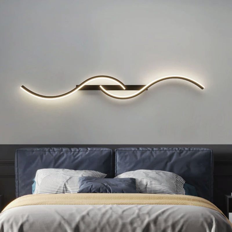 Designerski kinkiet LED. Nowoczesne oświetlenie ścienne. Lampa do salonu. Energooszczędna dekoracja wnętrz.